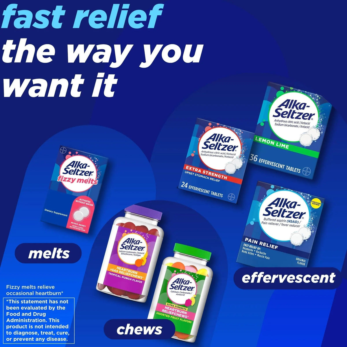 Alka-Seltzer Pain Relief, Aspirin Effervescent Tablets for Fast Pain Relief, 72 Ct - PrimeBioHealth - canada supplements