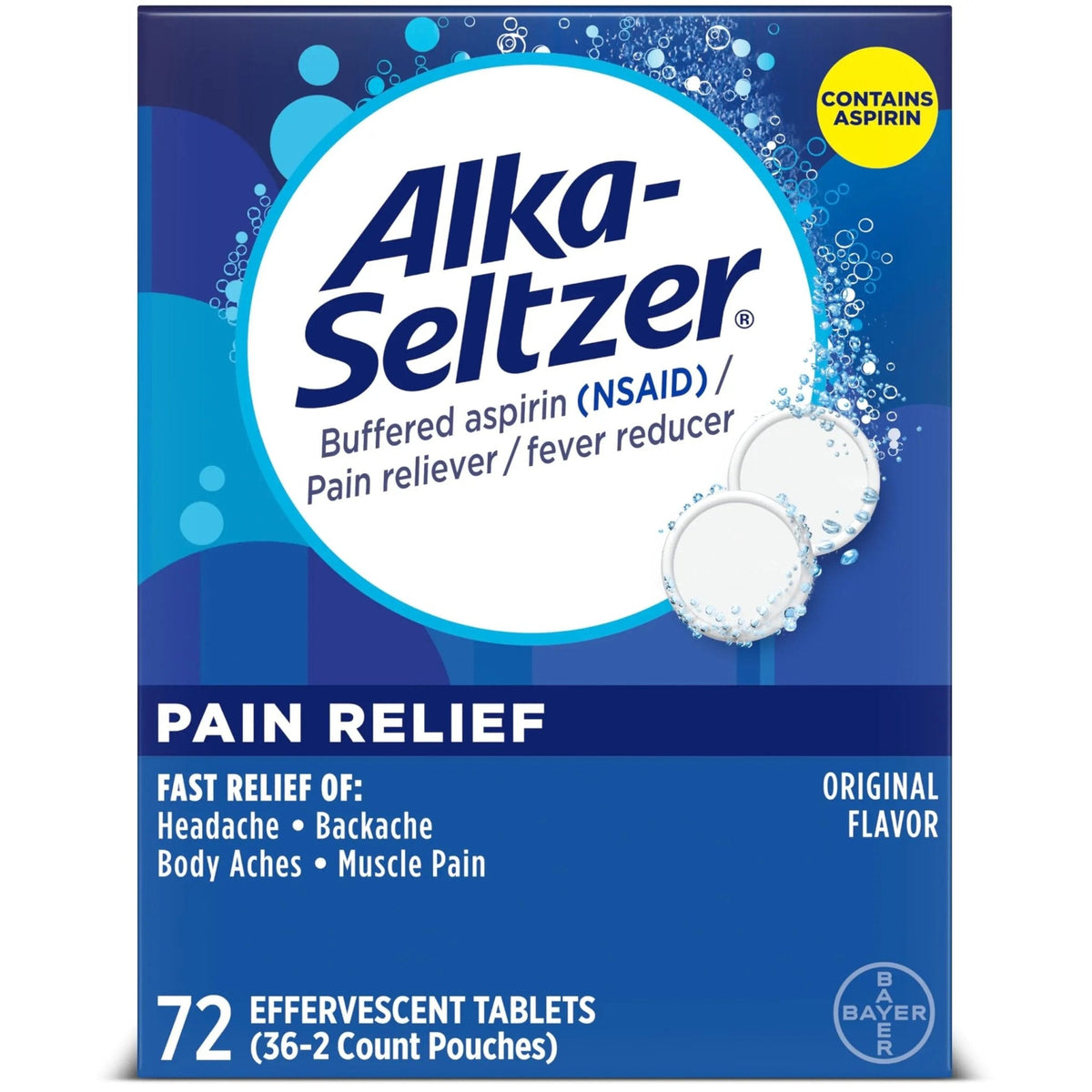 Alka-Seltzer Pain Relief, Aspirin Effervescent Tablets for Fast Pain Relief, 72 Ct - PrimeBioHealth - canada supplements