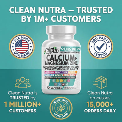 Allin1 Calcium Magnesium Zinc Supplement with Potassium, Copper, Strontium, Silica, Vitamin D3 K2, Boron, Vitamin B1 B12 Red Clover Herb Alfalfa Basil Pills for Men - PrimeBioHealth - canada supplements