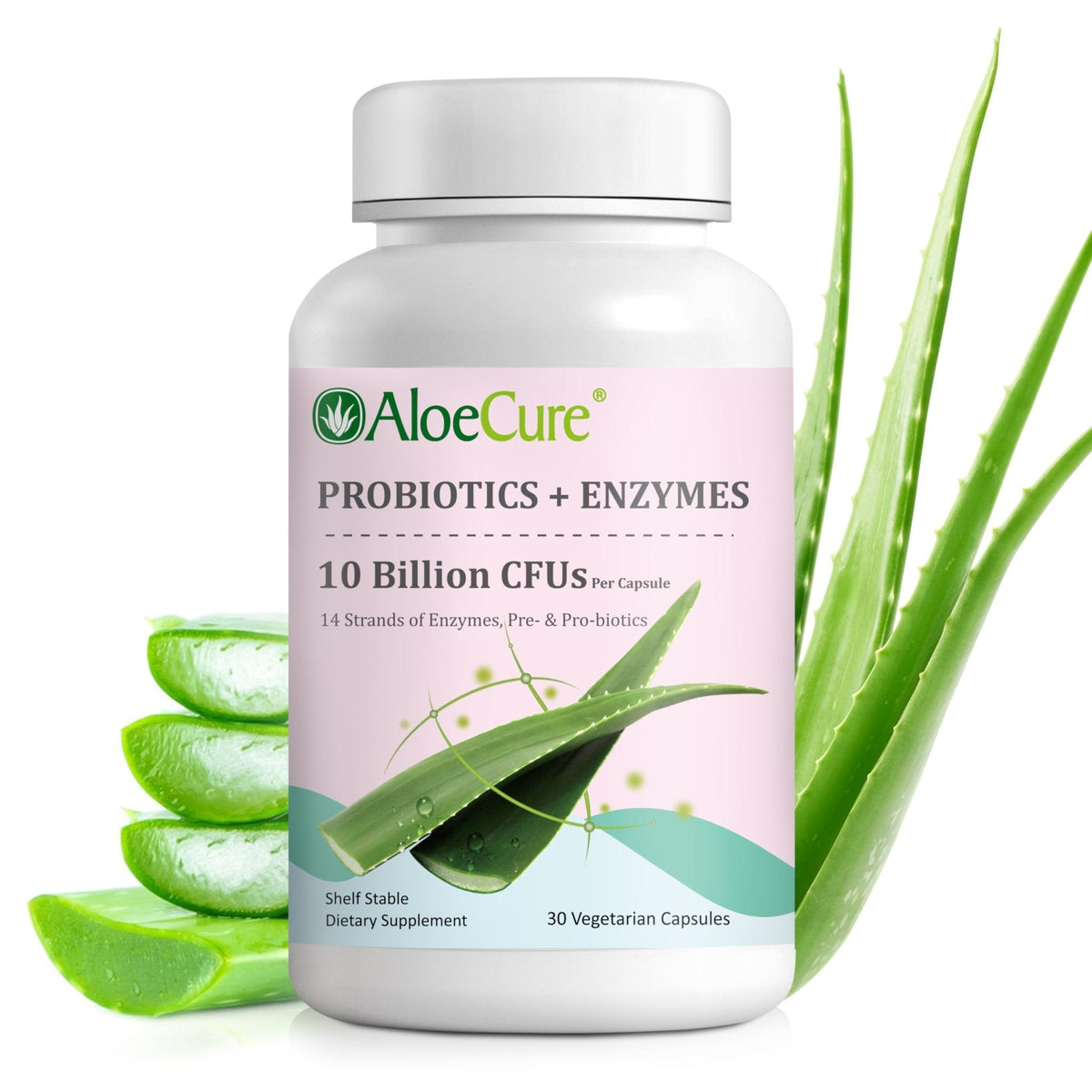 AloeCure Daily Probiotics 10 Billion CFU for Digestive Support 8 Strains, 6 Prebiotics & Enzymes - Digestive Supplement with Bromelain for Women & Men - PrimeBioHealth - canada supplements