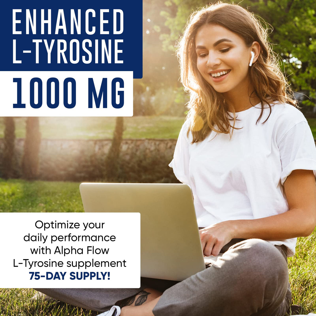 Alpha Flow L Tyrosine 1000MG Capsules - All-Natural L- Tyrosine Supplement for Focus & Energy Boost - Non-GMO & Gluten-Free - PrimeBioHealth - canada supplements