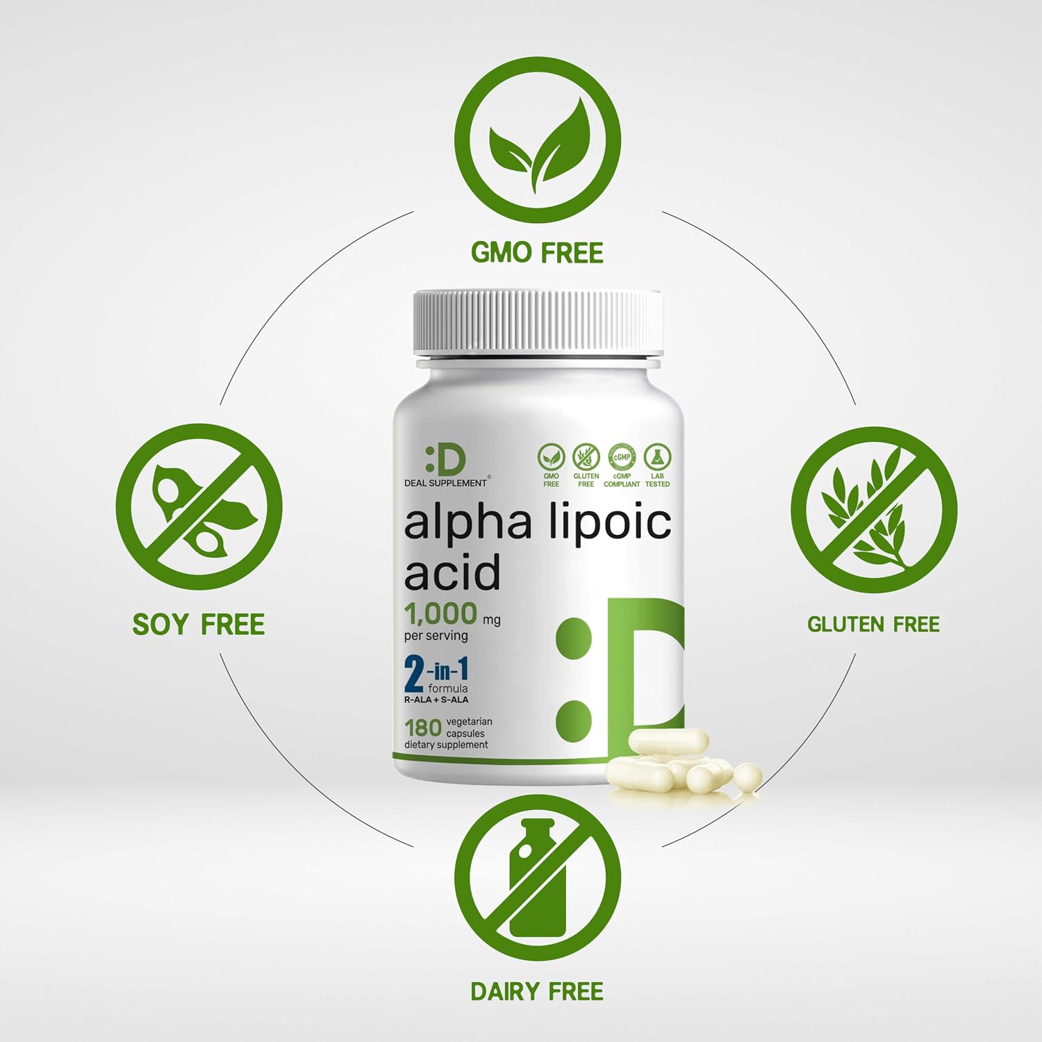 Alpha Lipoic Acid 1,000mg, 180 Veggie Capsules – 50/50 R-ALA & S-ALA for Max Bioavailability – Antioxidant Supplement – Energy & Nervous System Support – Non-GMO - PrimeBioHealth - canada supplements