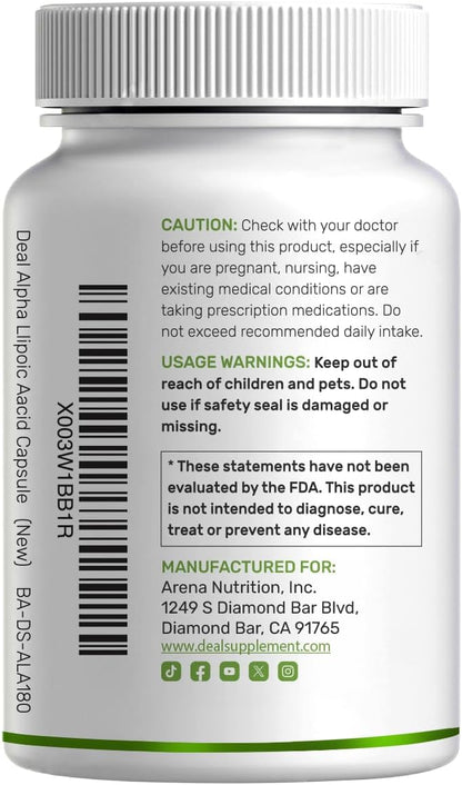 Alpha Lipoic Acid 1,000mg, 180 Veggie Capsules – 50/50 R-ALA & S-ALA for Max Bioavailability – Antioxidant Supplement – Energy & Nervous System Support – Non-GMO - PrimeBioHealth - canada supplements