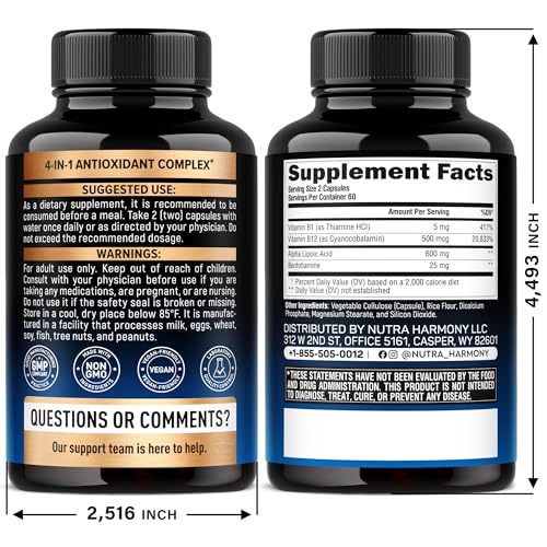 Alpha Lipoic Acid 600mg - ALA Supplement Antioxidant for Nerve, Energy & Metabolism Support - Extra Strength with Benfotiamine, B1 & B12 - Lab Tested, NON-GMO & Vegan - PrimeBioHealth - canada supplements
