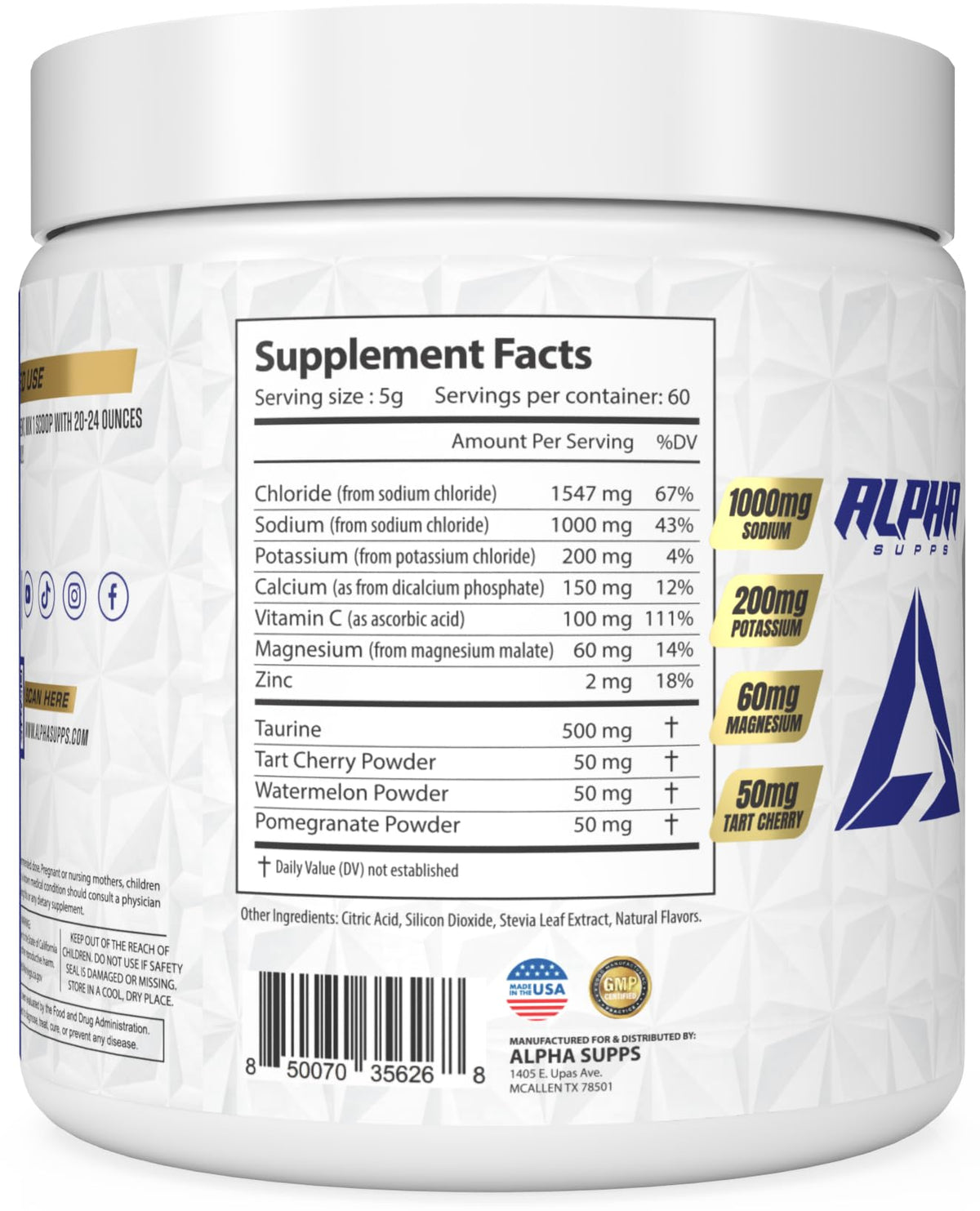 Alpha Lytes - Electrolyte Powder Daily Hydration Drink Mix - Sugar-Free, Zero Calorie Instant Formula with Trace Minerals and Antioxidants - PrimeBioHealth - canada supplements