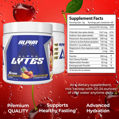 Alpha Lytes - Electrolyte Powder Daily Hydration Drink Mix - Sugar-Free, Zero Calorie Instant Formula with Trace Minerals and Antioxidants - PrimeBioHealth - canada supplements