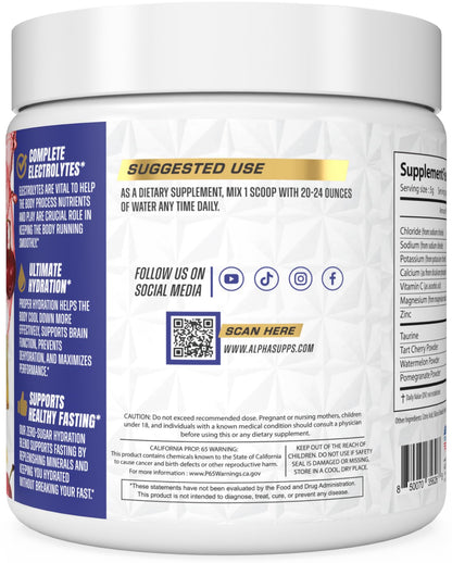 Alpha Lytes - Electrolyte Powder Daily Hydration Drink Mix - Sugar-Free, Zero Calorie Instant Formula with Trace Minerals and Antioxidants - PrimeBioHealth - canada supplements