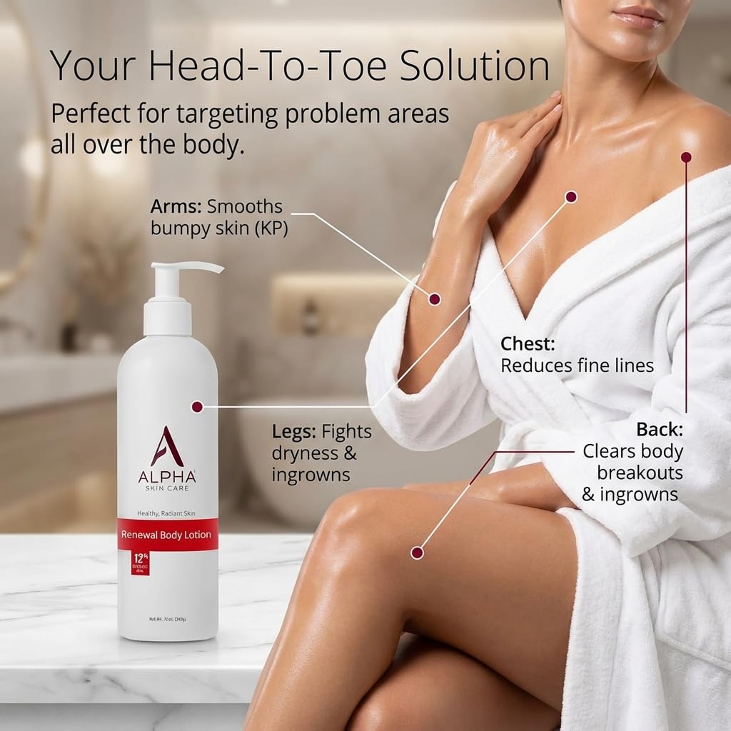 Alpha Skin Care Revitalizing Body Lotion, 12% Glycolic AHA, Simple & Effective Daily Moisturizer with Alpha Hydroxy Acid - PrimeBioHealth - canada supplements
