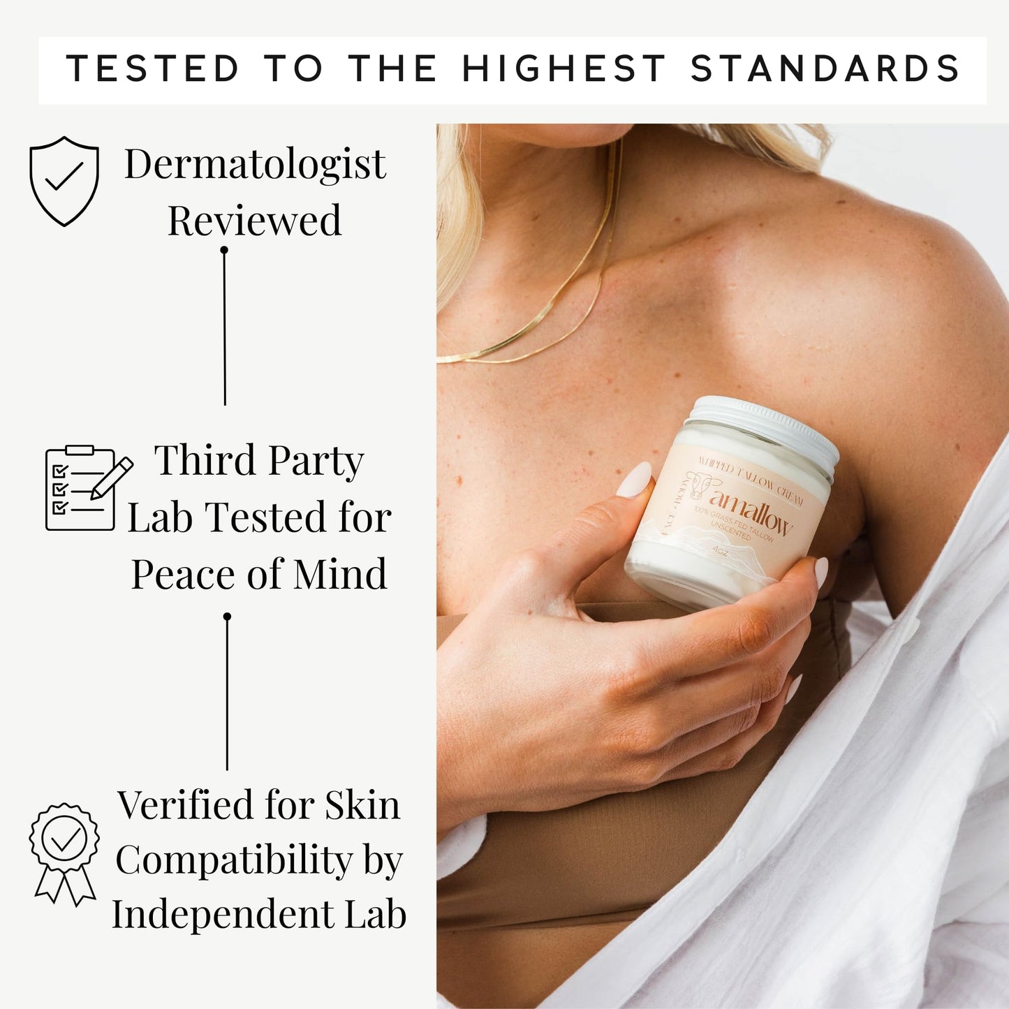Amallow 100% Grass Fed Beef Tallow for Skin Care - Face + Body - Whipped Moisturizer for Sensitive Skin - Natural Lotion, 4 FL. oz. (Unscented) - PrimeBioHealth - canada supplements