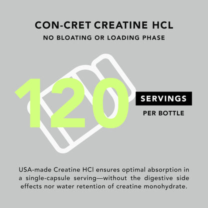 AMANDEAN Creatine HCl Pills. American Made CON-CRET. 120 Capsules. 7X Concentrated. No Bloat. Muscle, Energy, Cognitive, Recovery Support for Men & Women. Gluten Free, Non-GMO. - PrimeBioHealth - canada supplements