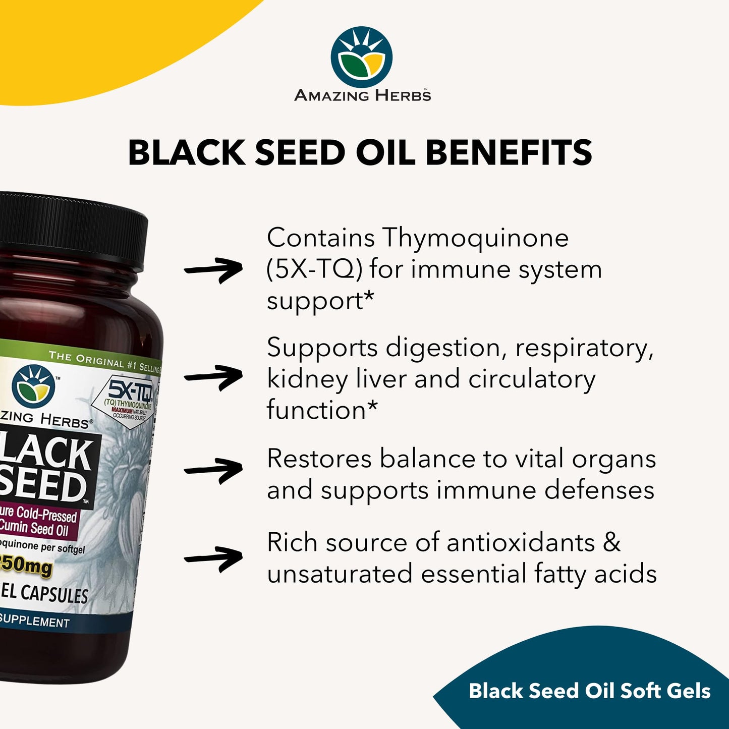 Amazing Herbs Premium Capsules - High Potency, Cold Pressed Nigella Sativa Aids in Digestive Health - PrimeBioHealth - canada supplements
