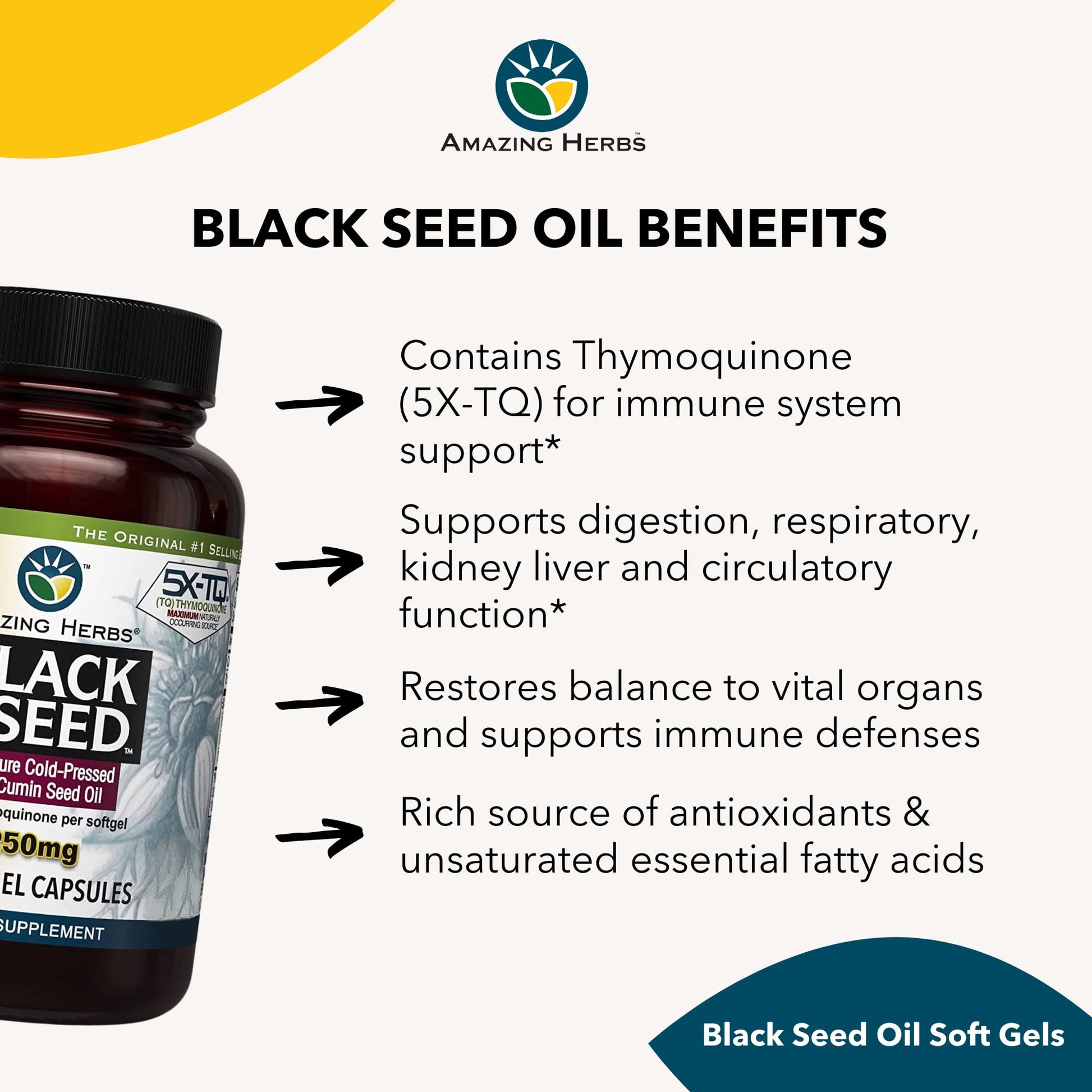Amazing Herbs Premium Capsules - High Potency, Cold Pressed Nigella Sativa Aids in Digestive Health - PrimeBioHealth - canada supplements