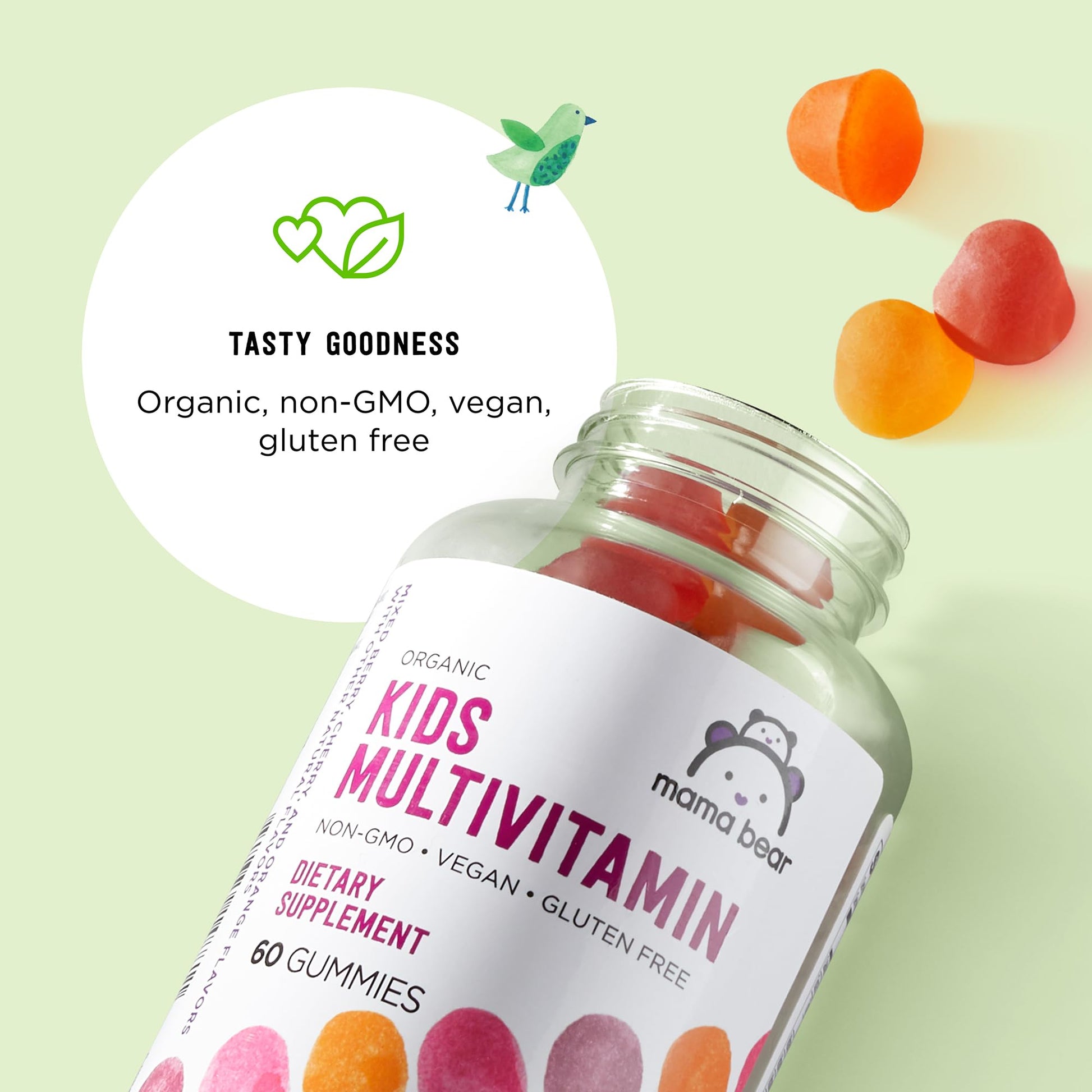 Amazon Brand - Mama Bear Organic Kids Multivitamin Gummies, Berry, Cherry & Orange, 60 Count, 1 Month Supply (Packaging May Vary) - PrimeBioHealth - canada supplements