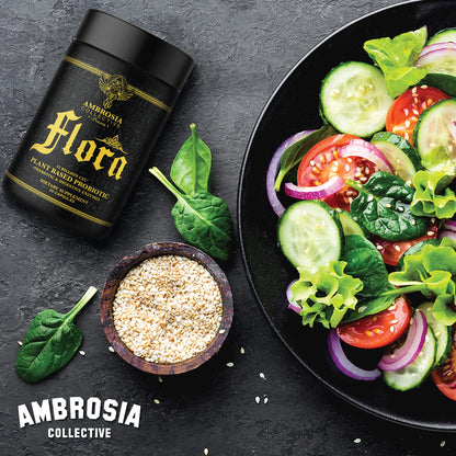 Ambrosia Flora Digestive Enzymes with Probiotics & Prebiotics | 32 Billion CFU Gut Health Supplement | Plant Based, Vegan Probiotic | 60 Veggie Capsules (30 Servings) - PrimeBioHealth - canada supplements