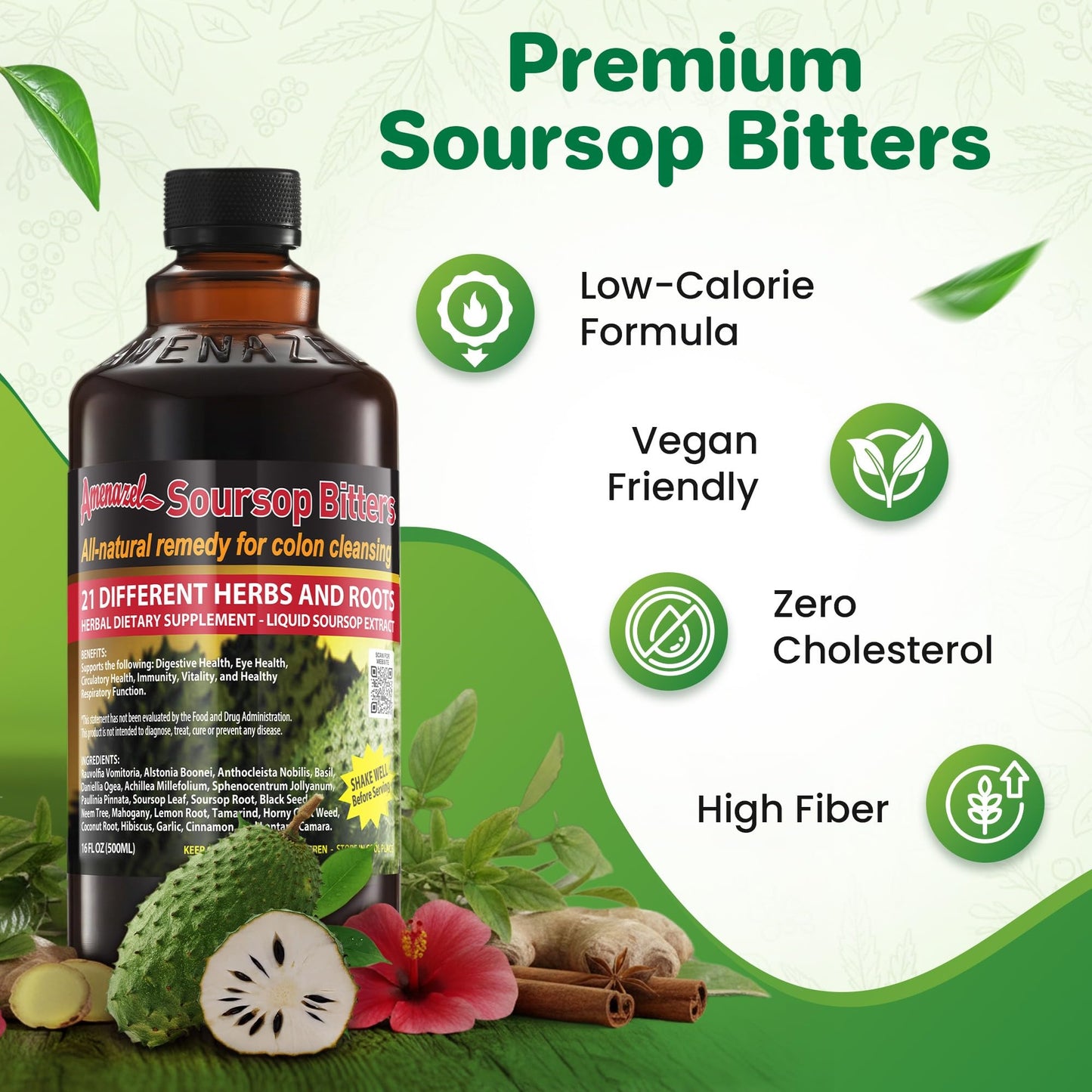 Amenazel Organic Soursop Bitters, 16 fl oz - PrimeBioHealth - canada supplements