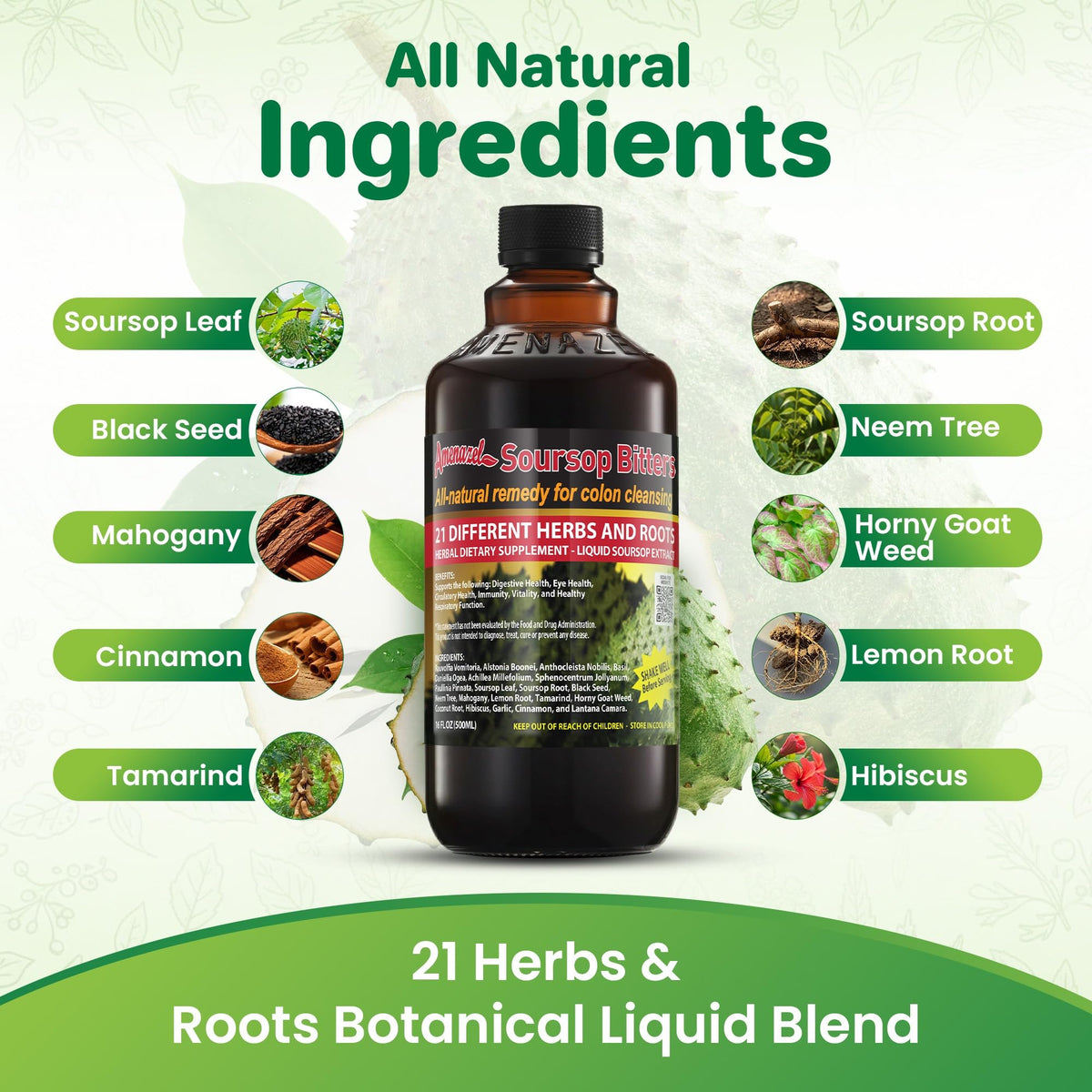 Amenazel Organic Soursop Bitters, 16 fl oz - PrimeBioHealth - canada supplements