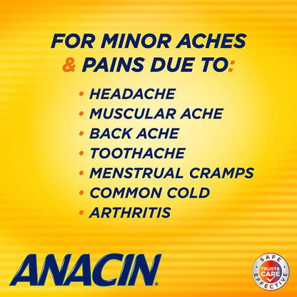 Anacin Aspirin & Caffeine Fast Pain Relief, Eases Minor Aches and Pains Due to Headache, Muscle Aches & Arthritis, 300 Count - PrimeBioHealth - canada supplements