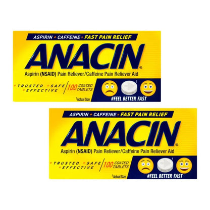 Anacin Fast Pain Relief Pain Reducer Aspirin Tablets, 200 Tabs (Value Pack of 2) - PrimeBioHealth - canada supplements