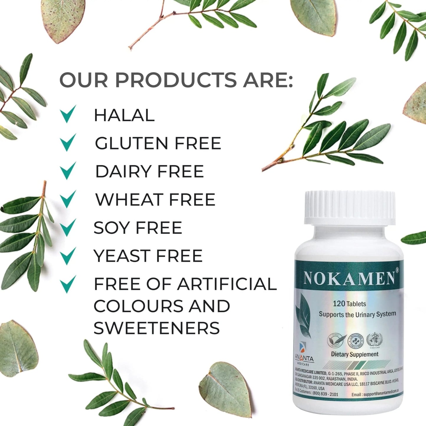 Ananta Medicare USA NOKAMEN – Kidney & Urinary Tract Support Herbal Formula, 120 Tabs - PrimeBioHealth - canada supplements