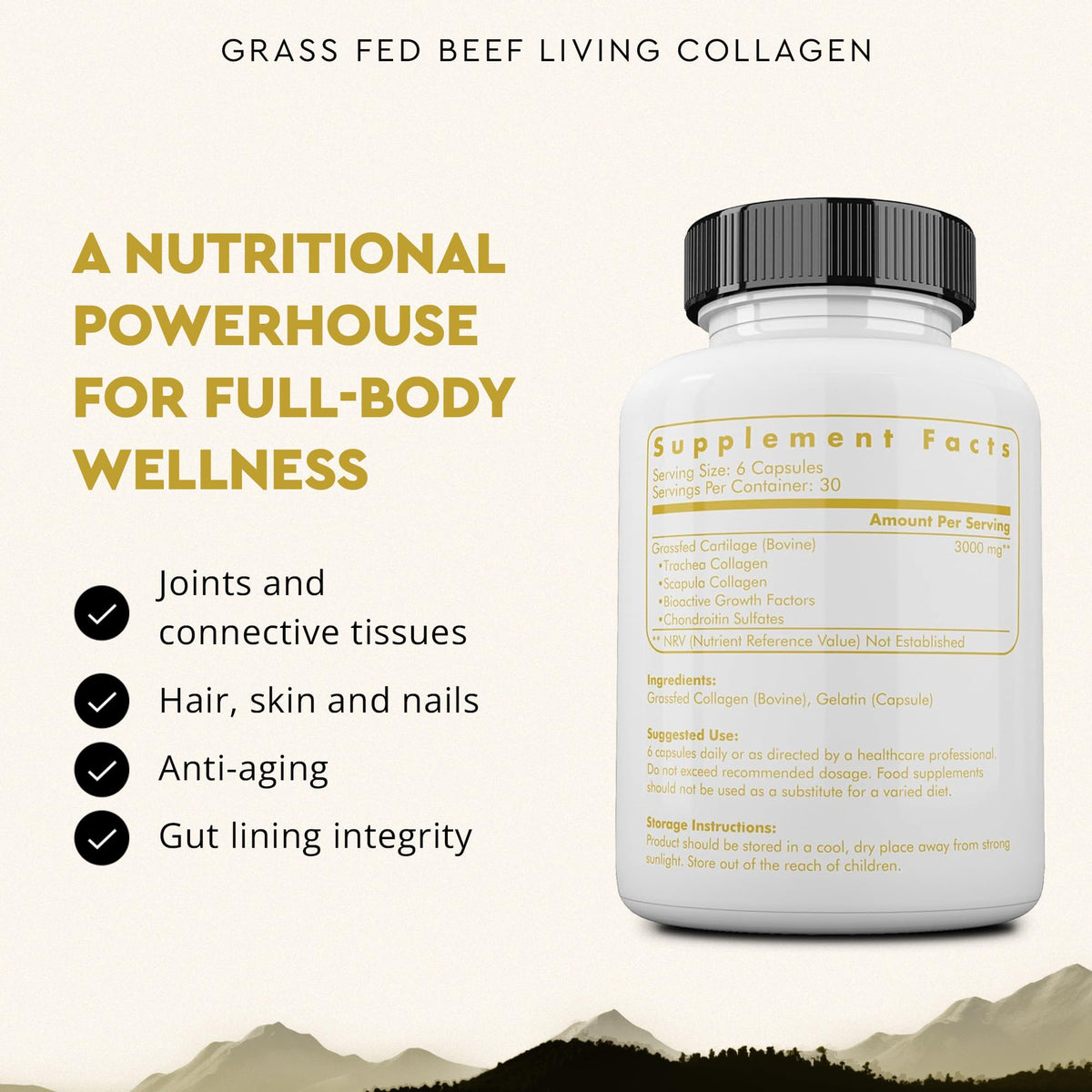 Ancestral Supplements Grass Fed Beef Living Collagen Nutritional Powder Supplement, 3000mg, Promotes Healthier, Younger Looking Skin, Hair - PrimeBioHealth - canada supplements