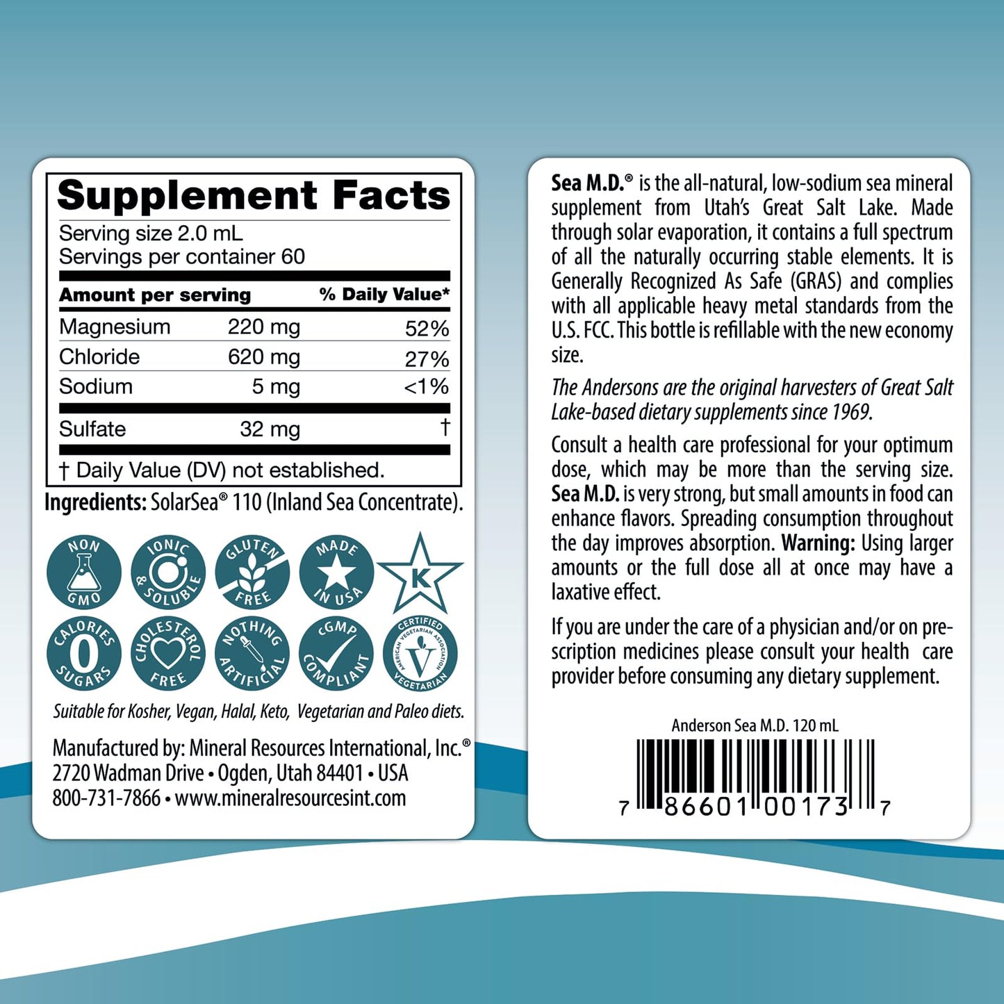 Anderson Sea M.D. Concentrated Trace Mineral Drops, 79 Trace Minerals with Magnesium, Sodium and Chloride Electrolytes - Supports Hydration, Energy - PrimeBioHealth - canada supplements