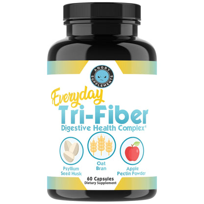 Angry Supplements Tri-Fiber Digestive Health Complex – Psyllium Husk, Oat Bran & Apple Pectin – Prebiotic Fiber for Gut Health & Regularity – 60 Capsules (2-Bottles) - PrimeBioHealth - canada supplements