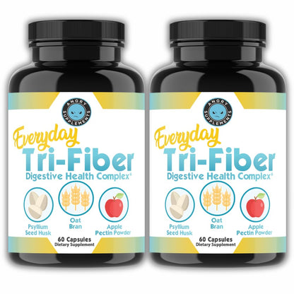 Angry Supplements Tri-Fiber Digestive Health Complex – Psyllium Husk, Oat Bran & Apple Pectin – Prebiotic Fiber for Gut Health & Regularity – 60 Capsules (2-Bottles) - PrimeBioHealth - canada supplements