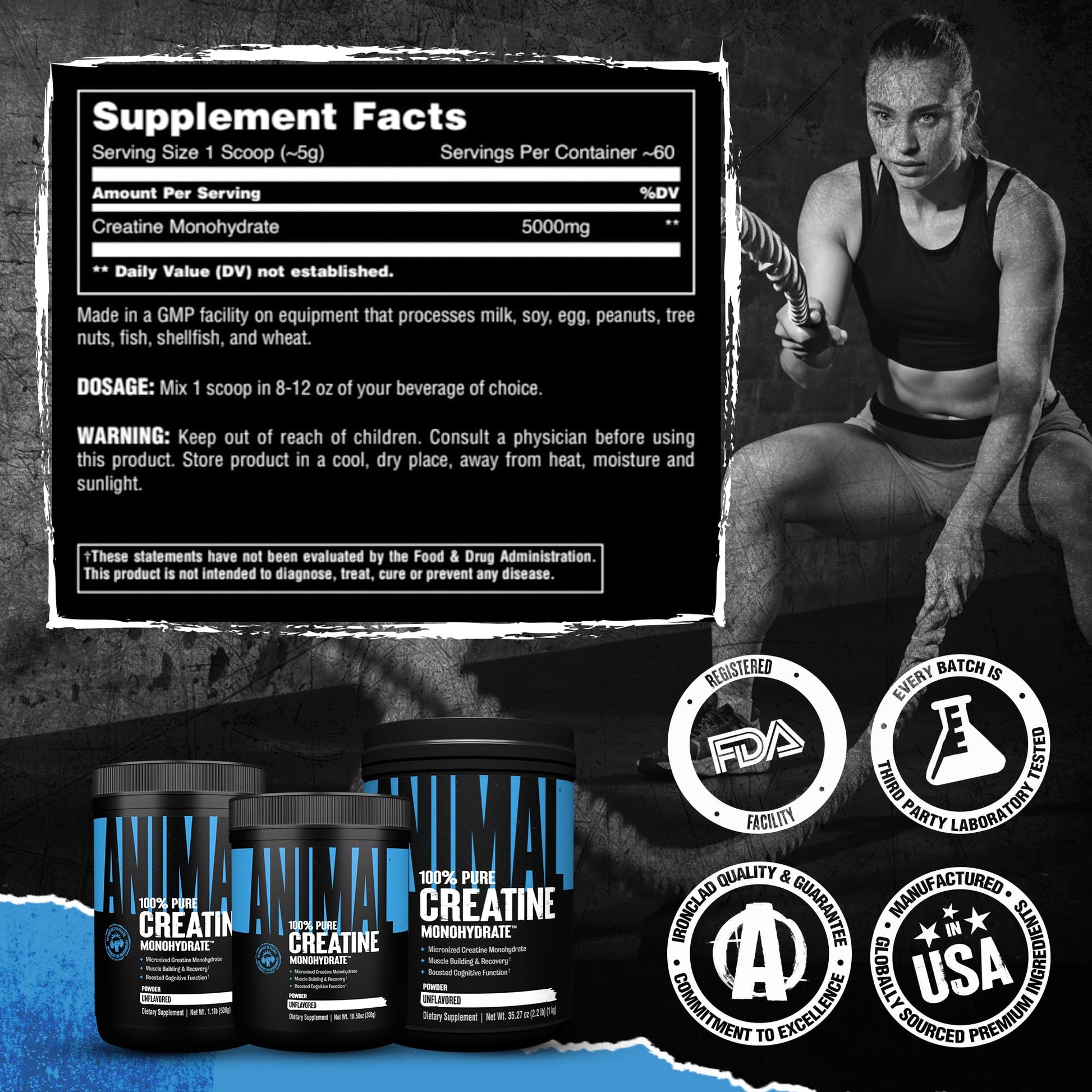 Animal Creatine Monohydrate Powder — Micronized for Muscle Recovery, Cellular Energy, and Daily Wellness — for Men and Women - PrimeBioHealth - canada supplements