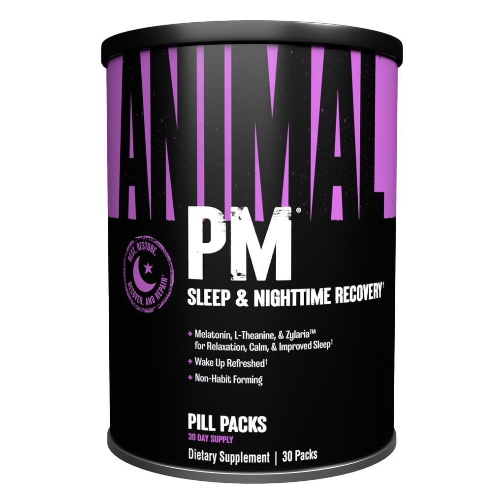 Animal PM - Sleep Aid for Adults Non-Habit Forming Relaxation Enhancer and Mood Support with Melatonin, L-Theanine, Zylaria, Zinc, Magnesium, Vitamin B6, GABA - PrimeBioHealth - canada supplements