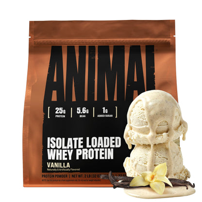 Animal Whey Isolate Protein Powder - Loaded for Pre & Post Workout Muscle Builder and Recovery with Digestive Enzymes for Men & Women - 25g Protein, Great Taste, Low Sugar - Vanilla 2 lbs - PrimeBioHealth - canada supplements