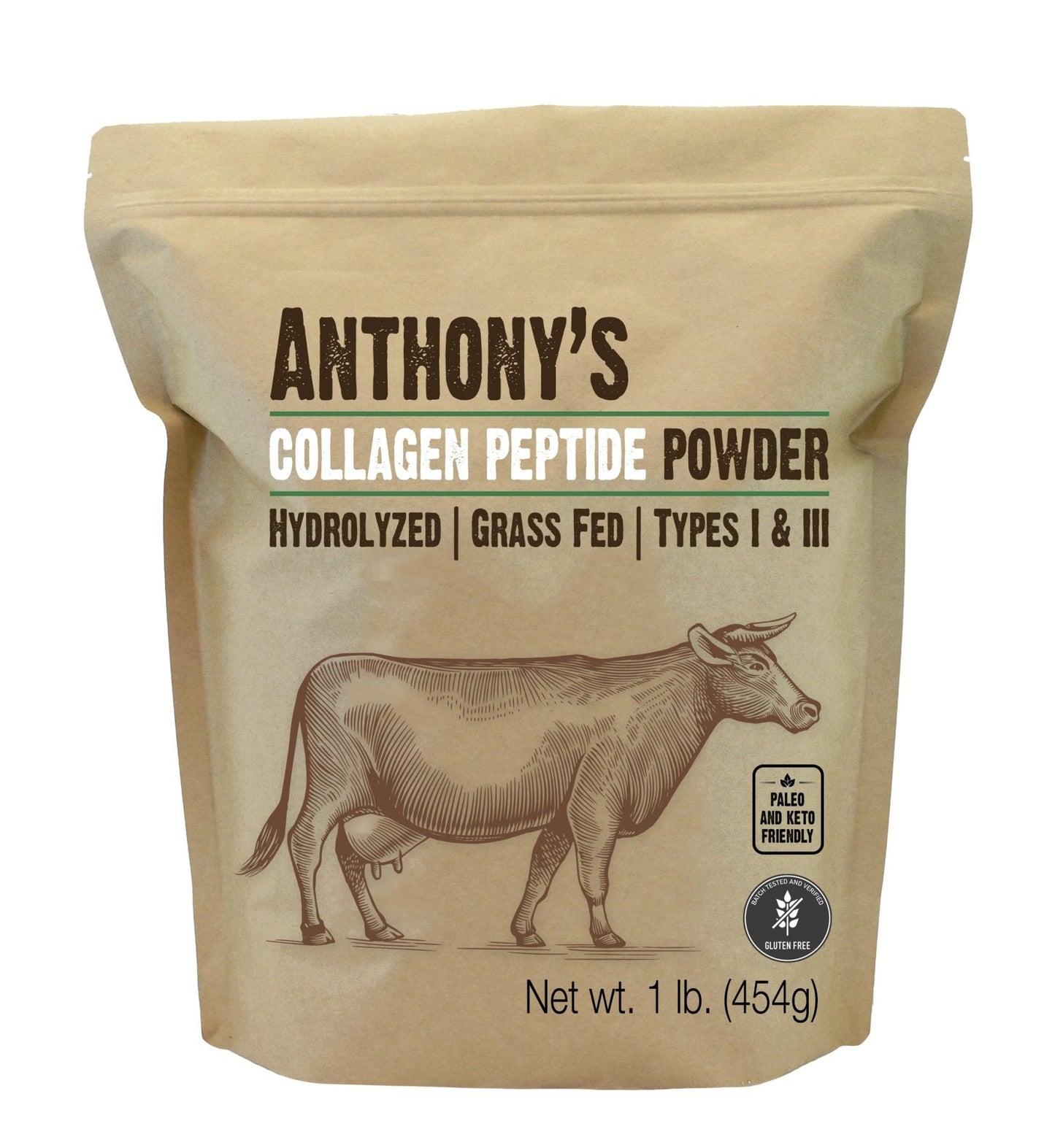Anthony's Collagen Peptide Powder, 1 lb, Pure Hydrolyzed, Gluten Free, Keto and Paleo Friendly, Grass Fed - PrimeBioHealth - canada supplements
