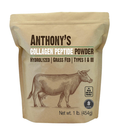 Anthony's Collagen Peptide Powder, 1 lb, Pure Hydrolyzed, Gluten Free, Keto and Paleo Friendly, Grass Fed - PrimeBioHealth - canada supplements