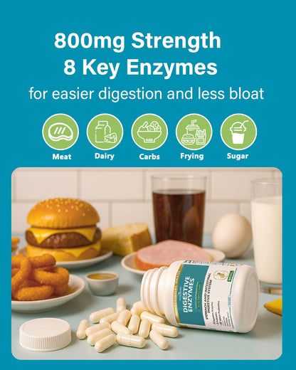 Anven Health 800mg Digestive Enzymes for Men and Women with Probiotics & Prebiotics, 8 Key Enzymes, Protease, Amylase & Lipase | 270 Capsules - A 90-Day Supply - PrimeBioHealth - canada supplements