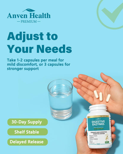 Anven Health 800mg Digestive Enzymes for Men and Women with Probiotics & Prebiotics, 8 Key Enzymes, Protease, Amylase & Lipase | 270 Capsules - A 90-Day Supply - PrimeBioHealth - canada supplements