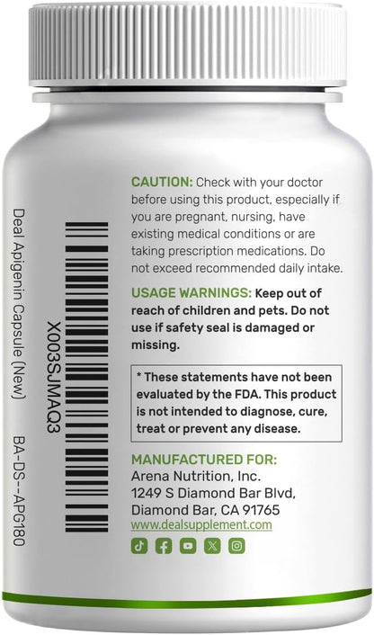 Apigenin, 100mg Per Serving, 240 Capsules – Raw Plant Extract from Chamomile Flower – Active Bioflavonoids & Antioxidants – Sleep & Relaxation Supplement – Non-GMO - PrimeBioHealth - canada supplements