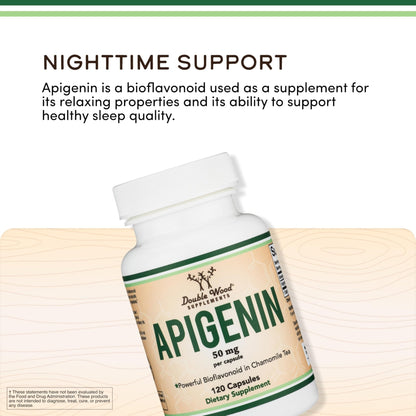 Apigenin Supplement - 50mg per Capsule, 120 Count (Powerful Bioflavonoid Found in Chamomile Tea for Relaxation, Sleep, and Mood) Senolytic - PrimeBioHealth - canada supplements