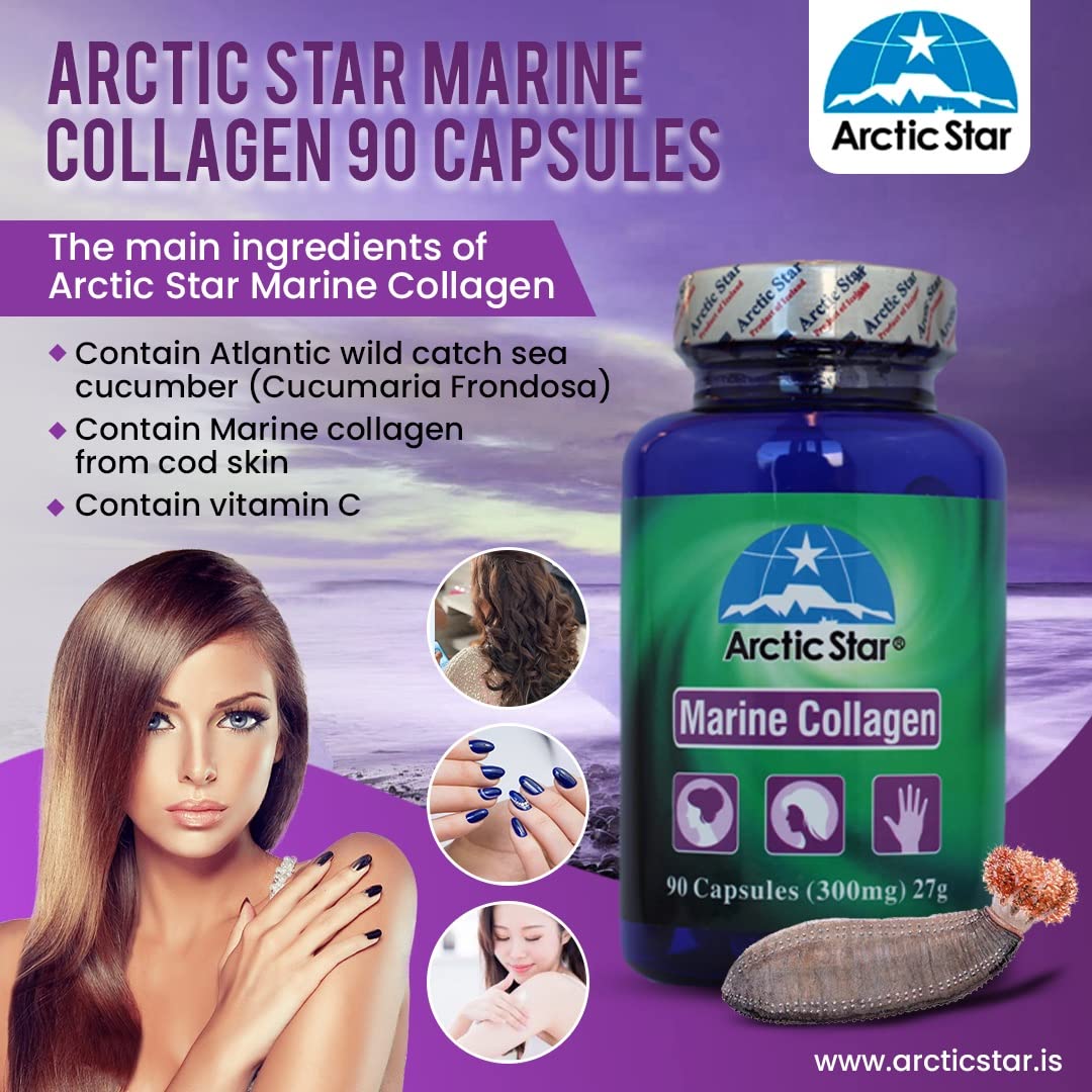 Arctic Star Marine Collagen-Vital Proteins Marine Collagen Peptides Supplement Pills for Healthy Skin Hair Nail - Hydrolyzed Collagen from Iceland - Joint Pain & Immune System Booster 90 Capsules - PrimeBioHealth - canada supplements