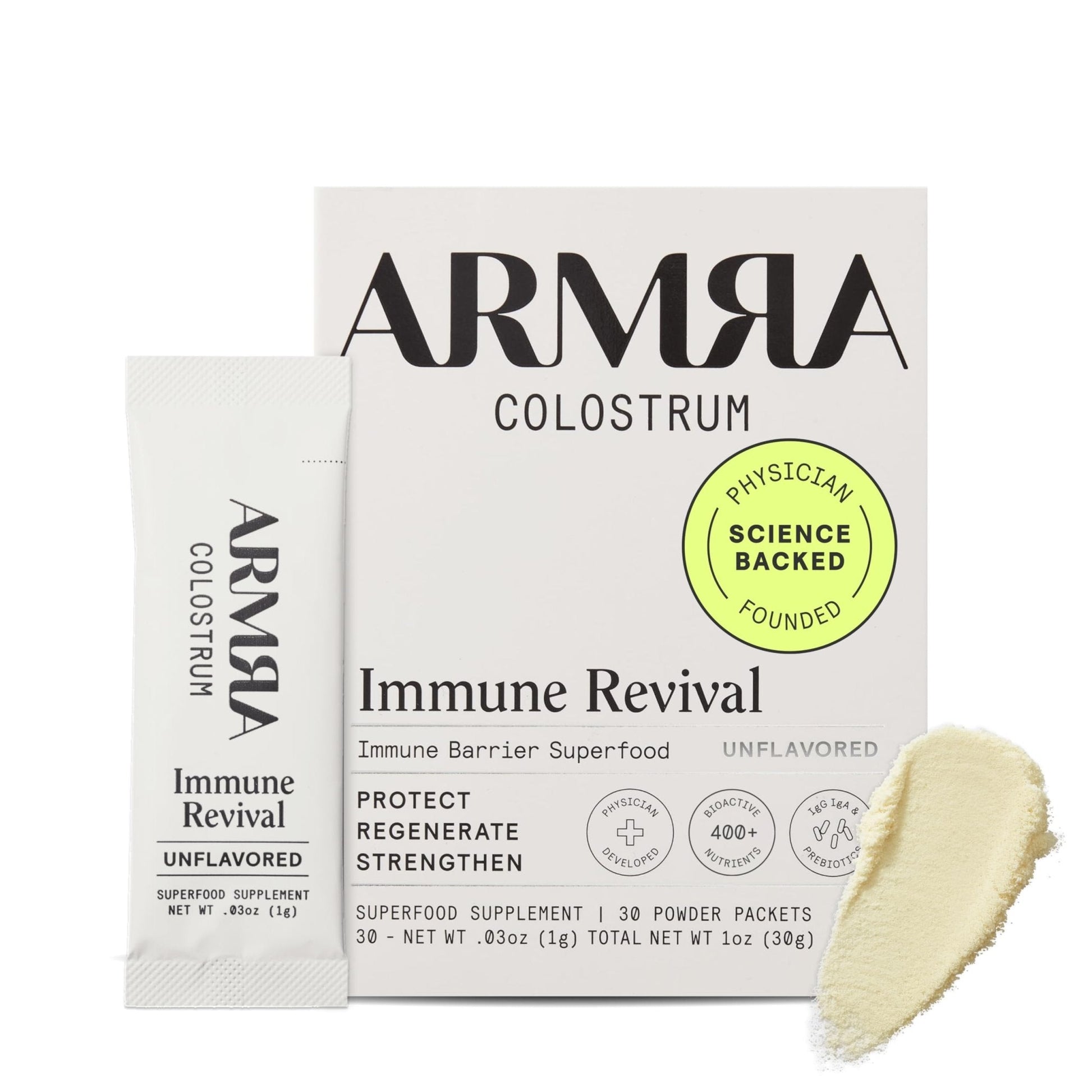 ARMRA Colostrum Powder | Unflavored | Gut Health & Bloating | Skin & Hair | Immunity | Keto, Gluten & Fat-Free | 30 Servings - PrimeBioHealth - canada supplements