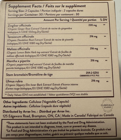 Arrae Fast-Acting Bloating Relief Digestive Enzymes, All Natural Bloat, Gas & Indigestion Relief Capsules, 60 Count - PrimeBioHealth - canada supplements