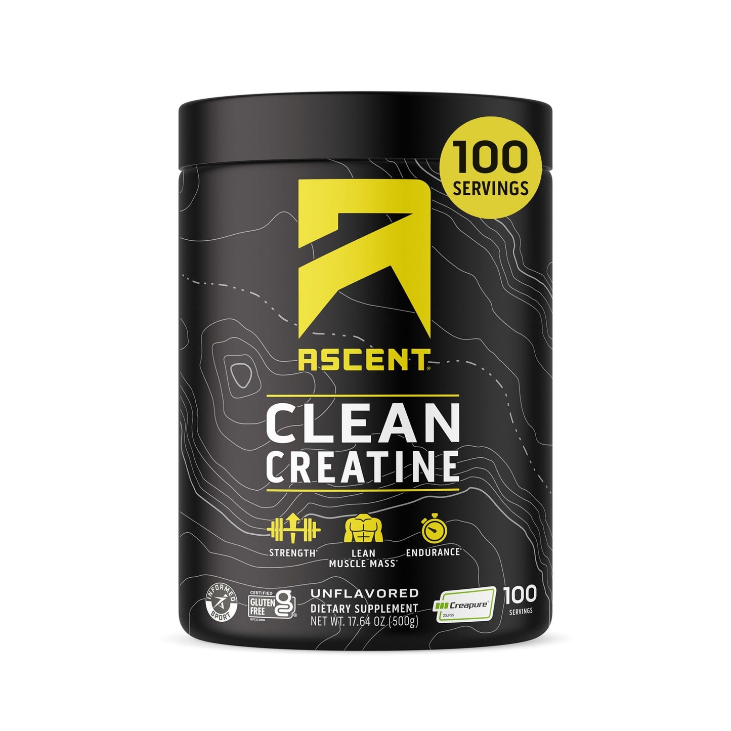 Ascent Clean Creatine Monohydrate Powder - 5G Per Serving, Creapure Creatine Supplement - Unflavored, 100 Servings - PrimeBioHealth - canada supplements