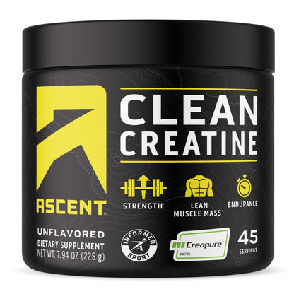 Ascent Clean Creatine Monohydrate Powder - 5G Per Serving, Creapure Supplement - Unflavored, 45 Servings - PrimeBioHealth - canada supplements