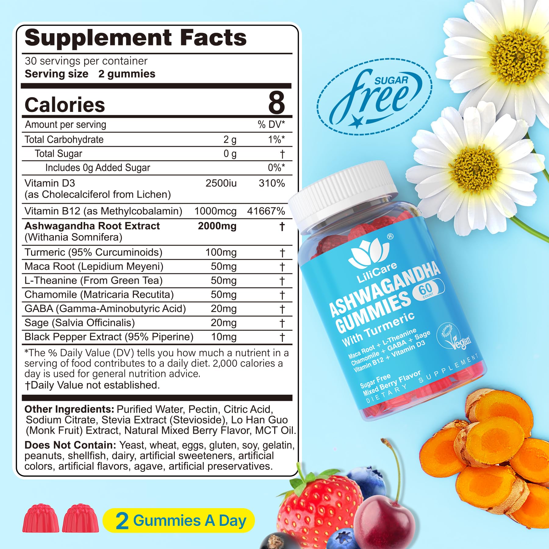 Ashwagandha Gummies 2000mg for Women Men - Sugar Free, Vegan - Organic Ashwagandha Root Extract Supplements Gummy & Vitamin D3 - PrimeBioHealth - canada supplements