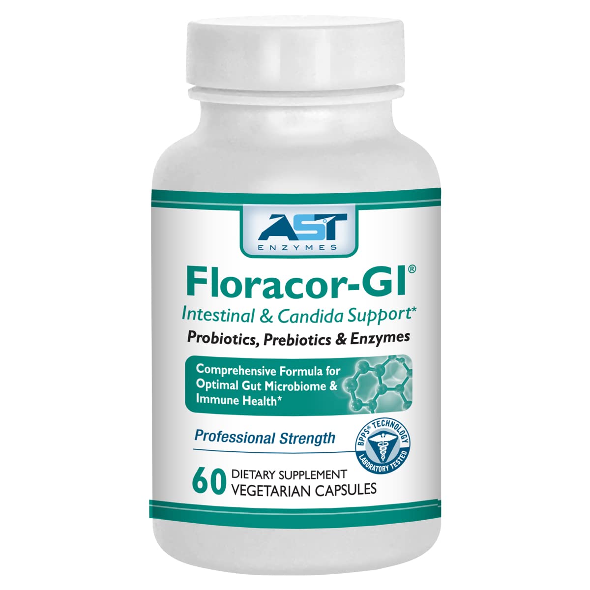 AST Enzymes Floracor - Supports Gut & Intestinal Health - Premium Probiotic, Prebiotic and Enzyme Formula - 60 Vegetarian Capsules - PrimeBioHealth - canada supplements