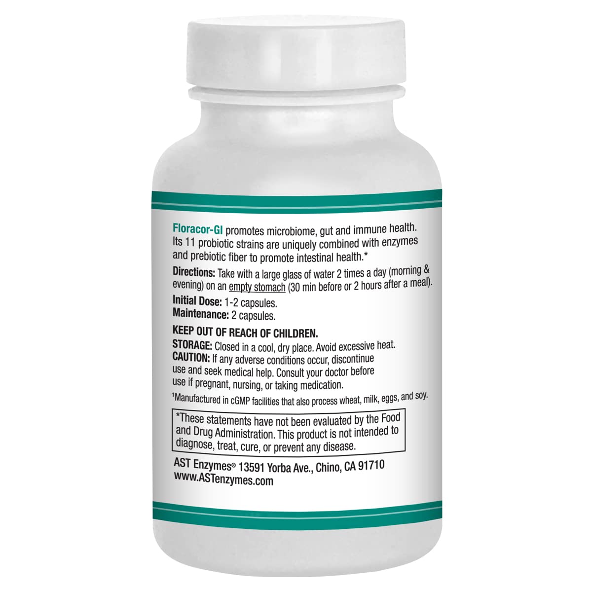 AST Enzymes Floracor - Supports Gut & Intestinal Health - Premium Probiotic, Prebiotic and Enzyme Formula - 60 Vegetarian Capsules - PrimeBioHealth - canada supplements