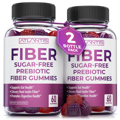 Atlantis Nutrition Sugar Free Fiber Gummies for Adults - 5G Fiber Supplement Formulated with 5.4G Prebiotic Digestive Blend/Serving - Supports Gut Health & Healthy Digestion - PrimeBioHealth - canada supplements