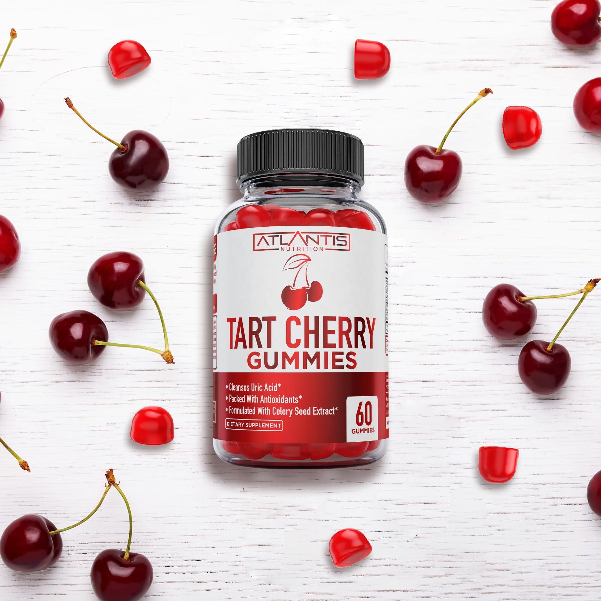 Atlantis Nutrition Tart Cherry Gummies with Celery Seed Extract - Advanced Uric Acid Cleanse for Immediate Relief | Joint Relief & Recovery - PrimeBioHealth - canada supplements