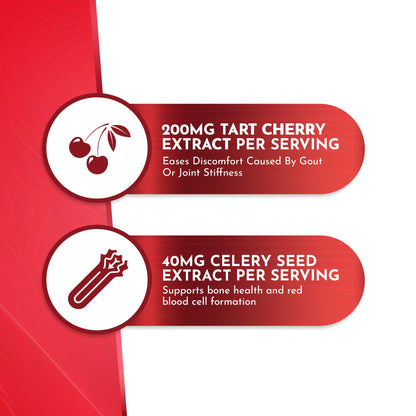 Atlantis Nutrition Tart Cherry Gummies with Celery Seed Extract - Advanced Uric Acid Cleanse for Immediate Relief | Joint Relief & Recovery - PrimeBioHealth - canada supplements