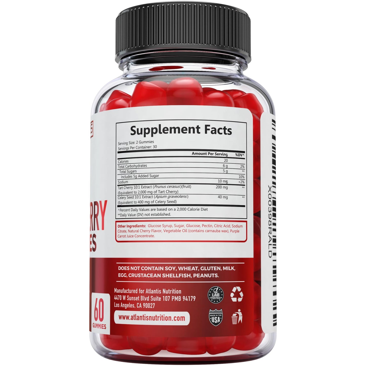 Atlantis Nutrition Tart Cherry Gummies with Celery Seed Extract - Advanced Uric Acid Cleanse for Immediate Relief | Joint Relief & Recovery - PrimeBioHealth - canada supplements