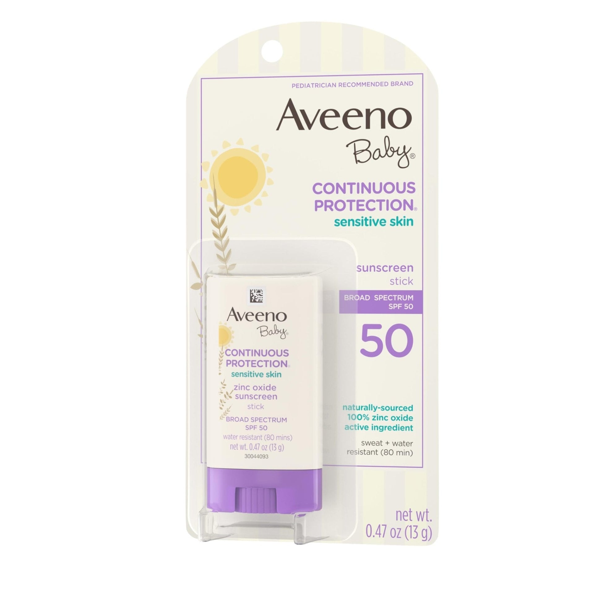 Aveeno Baby Continuous Protection Mineral Sunscreen Stick for Sensitive Skin with Broad Spectrum SPF 50 Protection for Face & Body - PrimeBioHealth - canada supplements