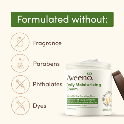 Aveeno Daily Moisturizing Cream with Prebiotic Oat & Shea Butter for Body, Face & Hands Moisturizer Cream - PrimeBioHealth - canada supplements
